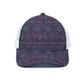 Colorful Indian Elephant Pattern Print White Mesh Trucker Hat