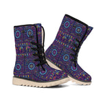 Colorful Indian Elephant Pattern Print Winter Boots