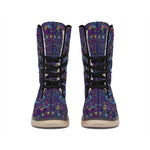 Colorful Indian Elephant Pattern Print Winter Boots