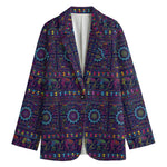 Colorful Indian Elephant Pattern Print Women's Blazer