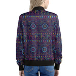 Colorful Indian Elephant Pattern Print Women's Bomber Jacket