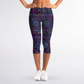 Colorful Indian Elephant Pattern Print Women's Capri Leggings