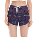 Colorful Indian Elephant Pattern Print Women's Split Running Shorts
