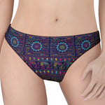 Colorful Indian Elephant Pattern Print Women's Thong