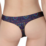 Colorful Indian Elephant Pattern Print Women's Thong