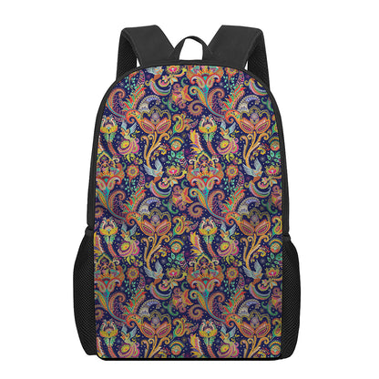 Colorful Indian Paisley Pattern Print 17 Inch Backpack