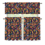 Colorful Indian Paisley Pattern Print 3 Piece Kitchen Curtains