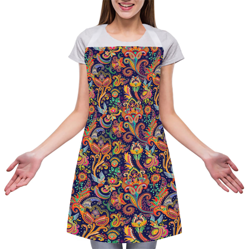 Colorful Indian Paisley Pattern Print Adjustable Apron
