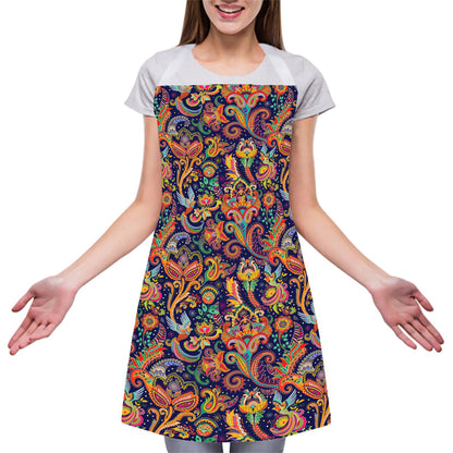 Colorful Indian Paisley Pattern Print Adjustable Apron