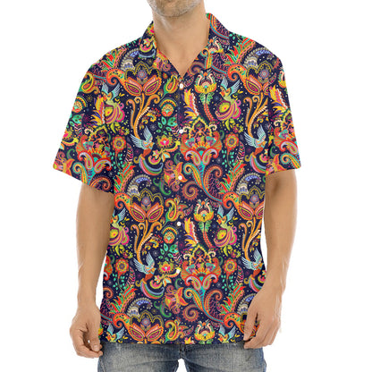 Colorful Indian Paisley Pattern Print Aloha Shirt