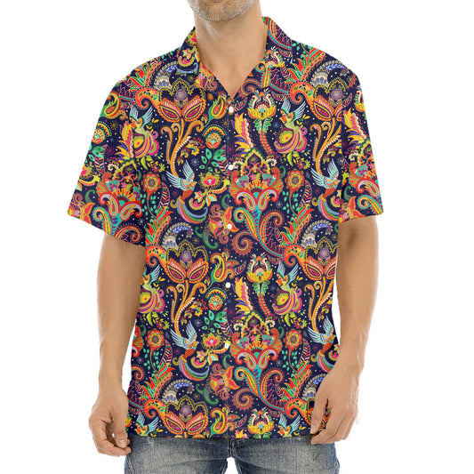 Colorful Indian Paisley Pattern Print Aloha Shirt