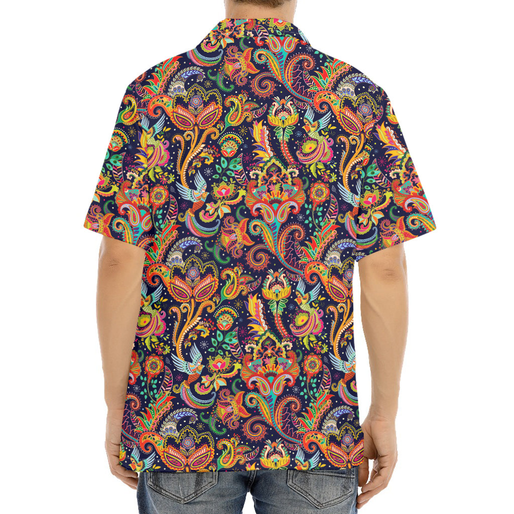 Colorful Indian Paisley Pattern Print Aloha Shirt