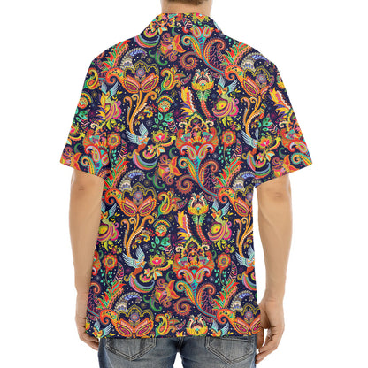 Colorful Indian Paisley Pattern Print Aloha Shirt