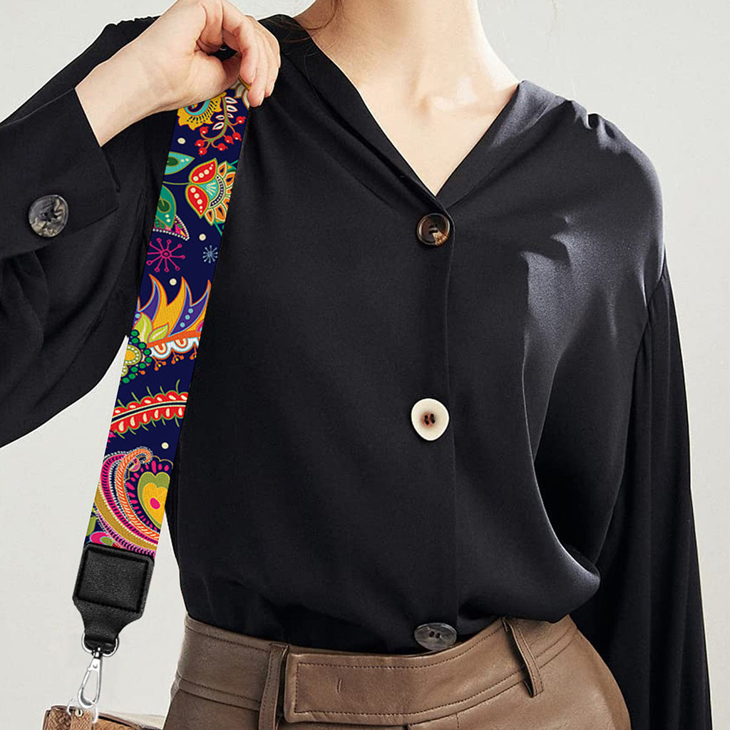 Colorful Indian Paisley Pattern Print Bag Strap