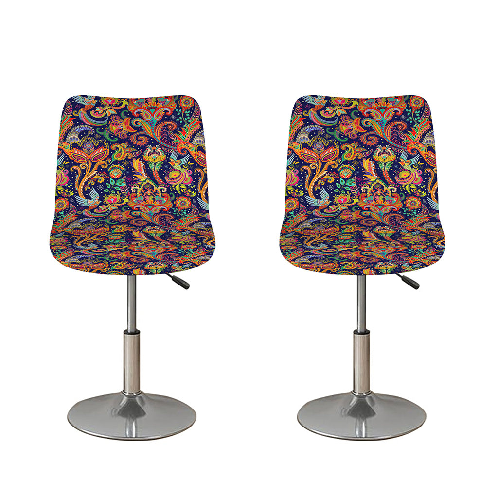 Colorful Indian Paisley Pattern Print Bar Stool Covers