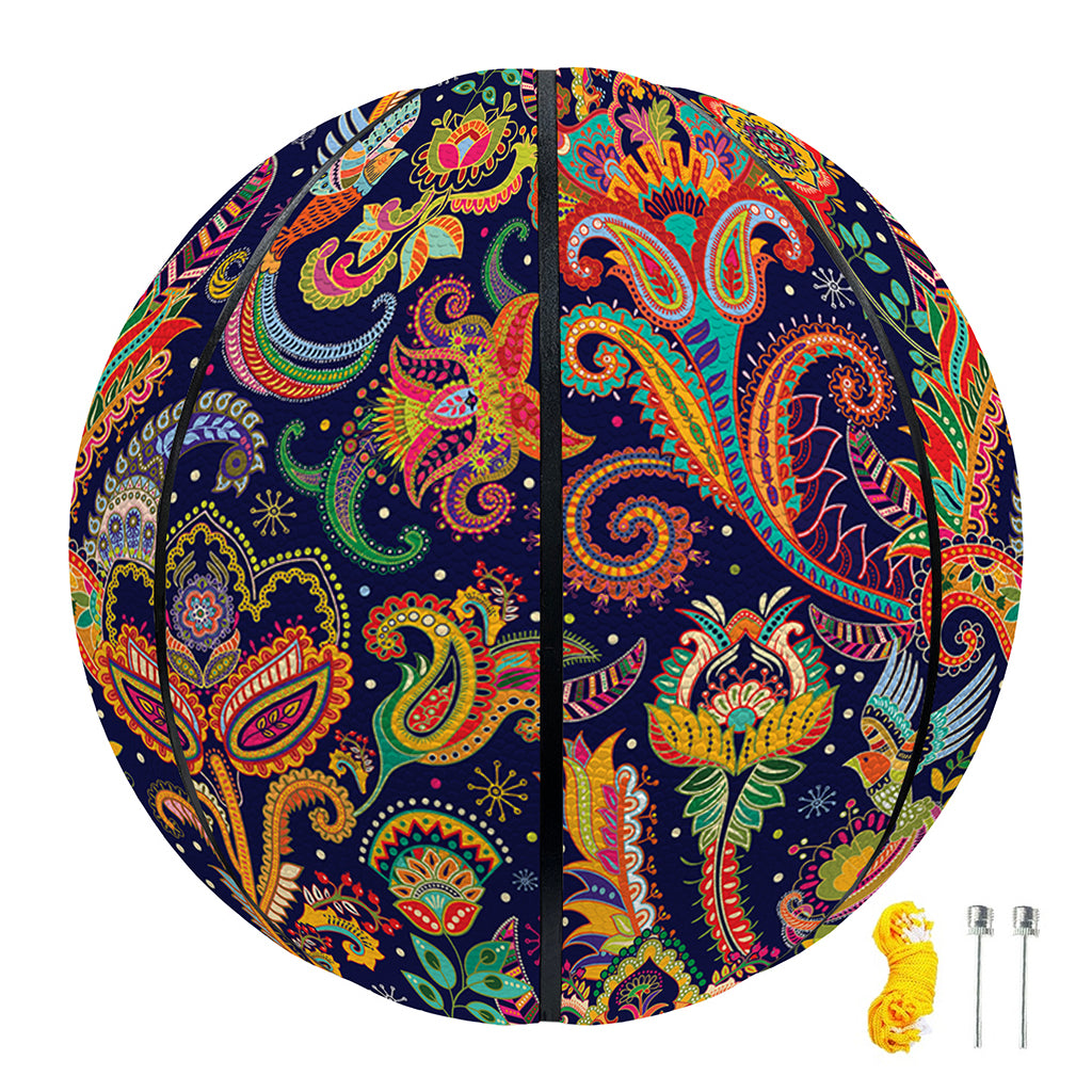Colorful Indian Paisley Pattern Print Basketball