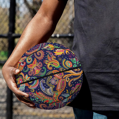Colorful Indian Paisley Pattern Print Basketball