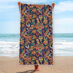 Colorful Indian Paisley Pattern Print Beach Towel