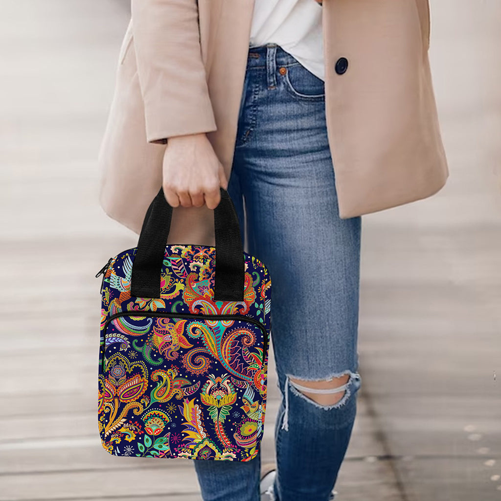 Colorful Indian Paisley Pattern Print Bible Tote Bag