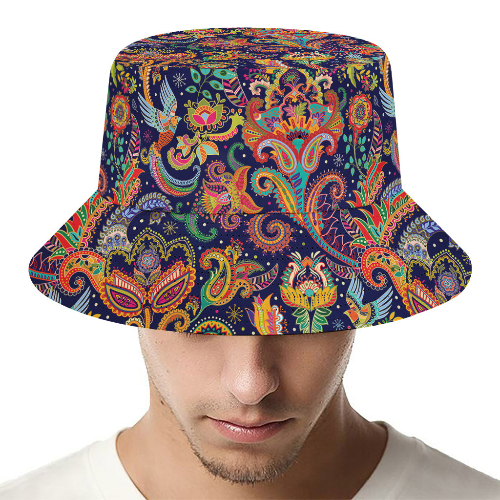 Colorful Indian Paisley Pattern Print Bucket Hat