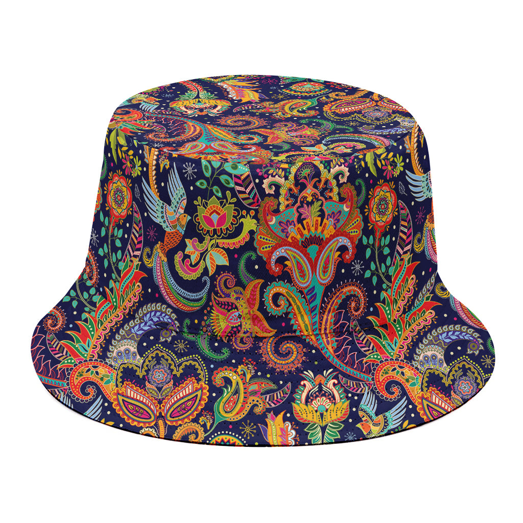 Colorful Indian Paisley Pattern Print Bucket Hat