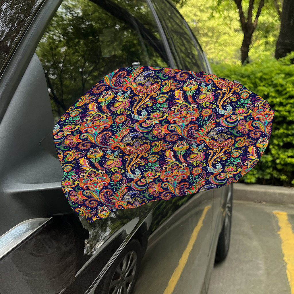 Colorful Indian Paisley Pattern Print Car Side Mirror Covers