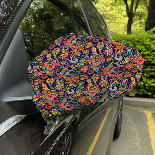Colorful Indian Paisley Pattern Print Car Side Mirror Covers