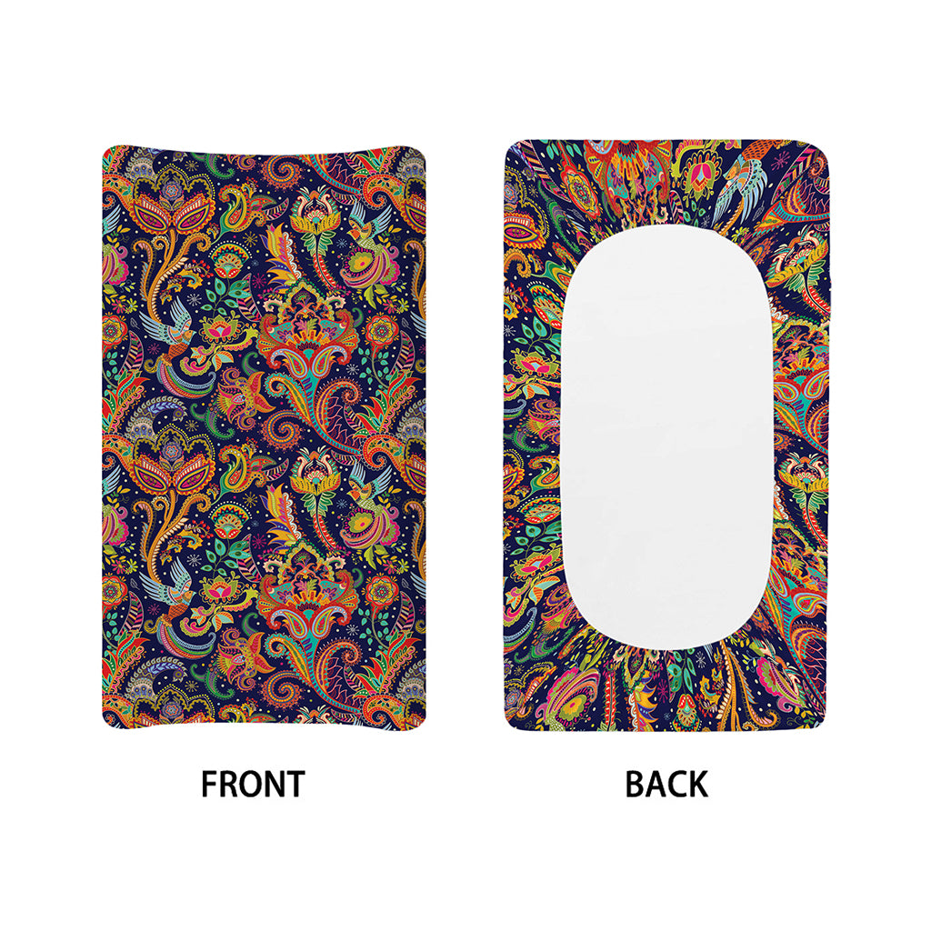 Colorful Indian Paisley Pattern Print Changing Pad Cover