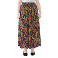 Colorful Indian Paisley Pattern Print Chiffon Maxi Skirt