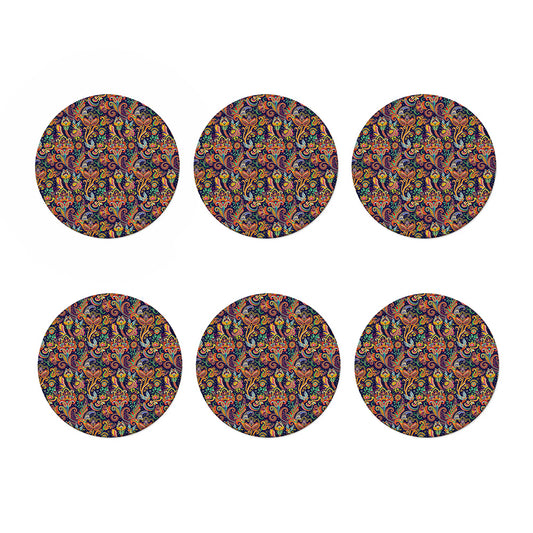 Colorful Indian Paisley Pattern Print Coaster Set