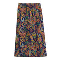 Colorful Indian Paisley Pattern Print Cotton Front Slit Maxi Skirt