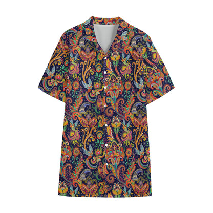 Colorful Indian Paisley Pattern Print Cotton Hawaiian Shirt