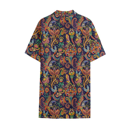 Colorful Indian Paisley Pattern Print Cotton Hawaiian Shirt