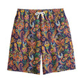 Colorful Indian Paisley Pattern Print Cotton Shorts