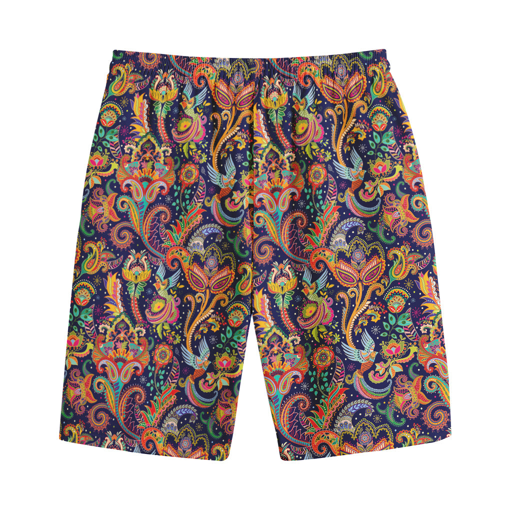 Colorful Indian Paisley Pattern Print Cotton Shorts