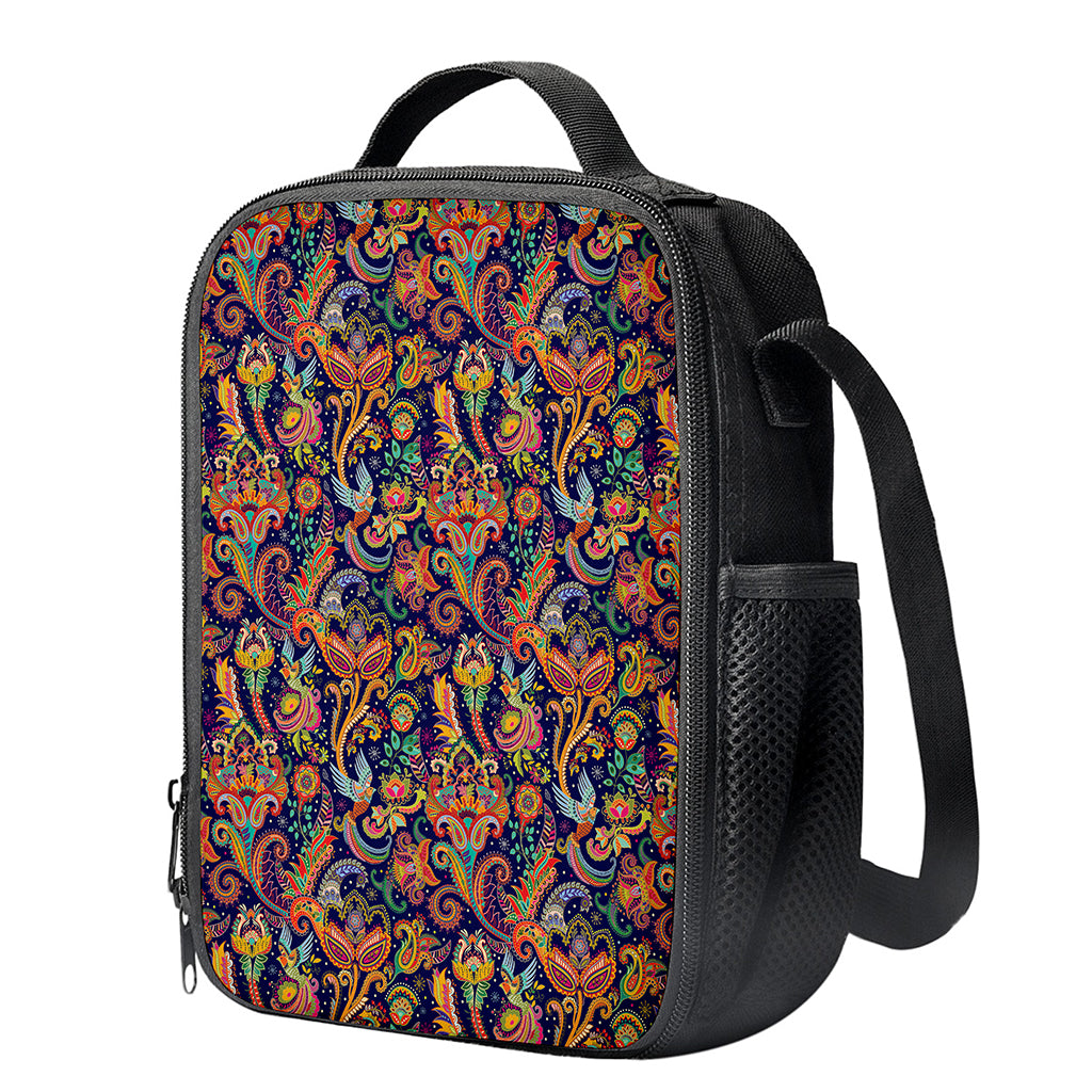 Colorful Indian Paisley Pattern Print Crossbody Lunch Bag
