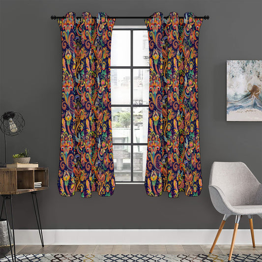 Colorful Indian Paisley Pattern Print Curtain