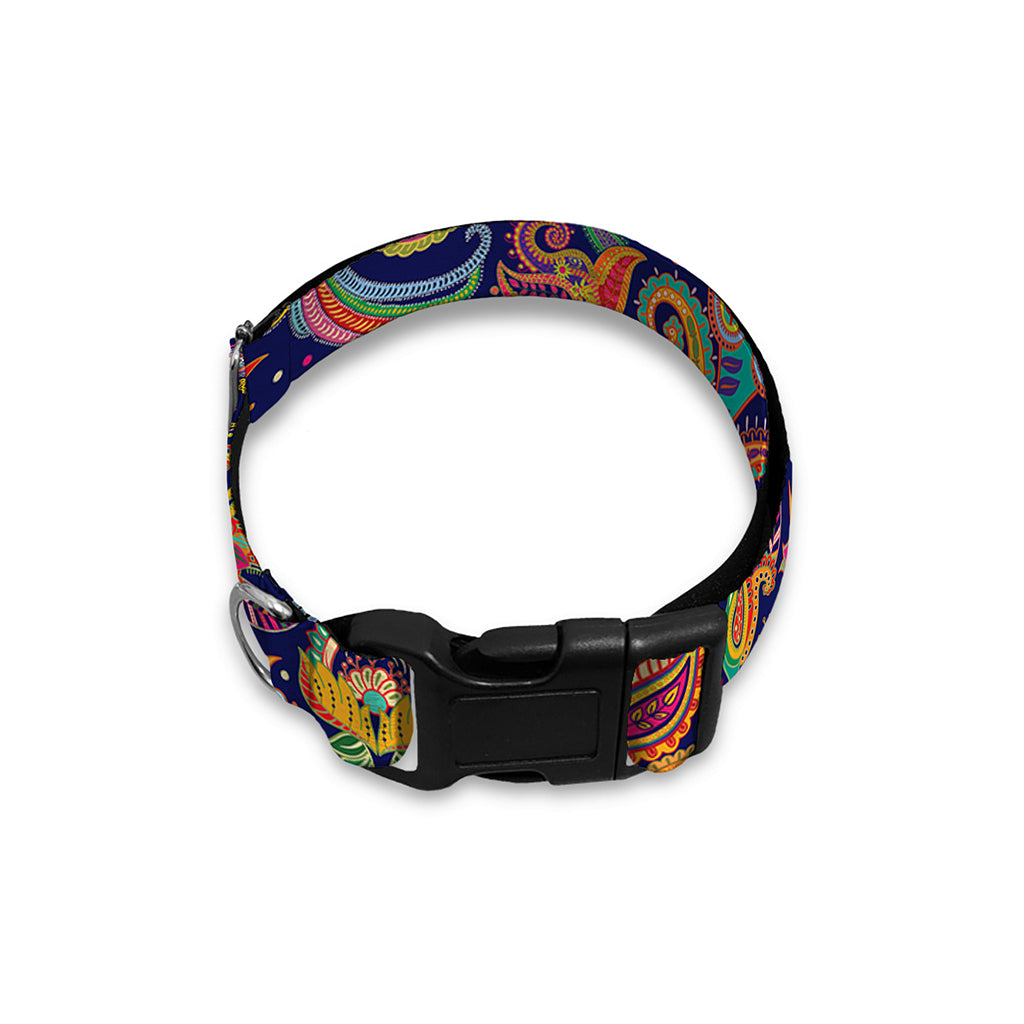 Colorful Indian Paisley Pattern Print Dog Collar