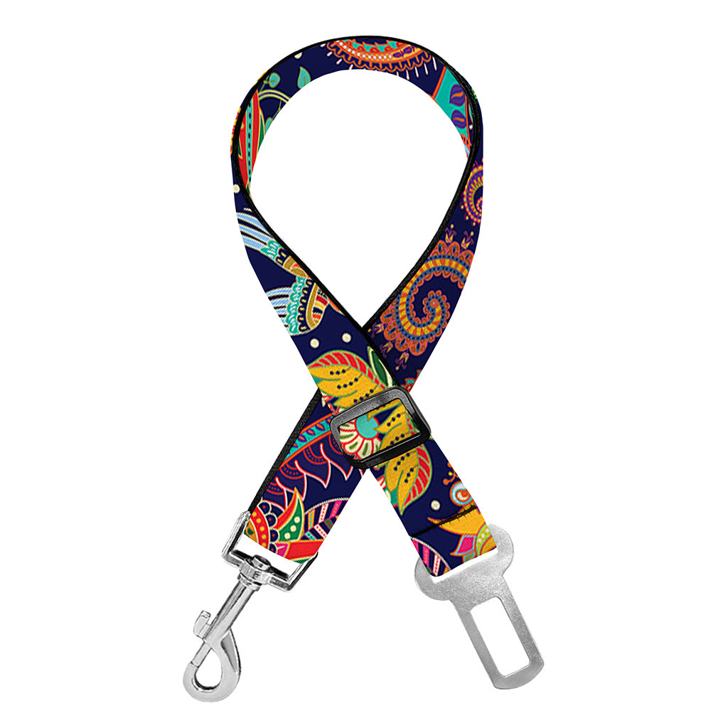 Colorful Indian Paisley Pattern Print Dog Seat Belt