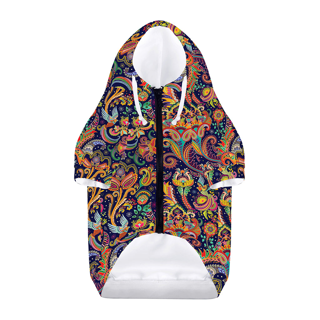 Colorful Indian Paisley Pattern Print Dog Zip Up Hoodie