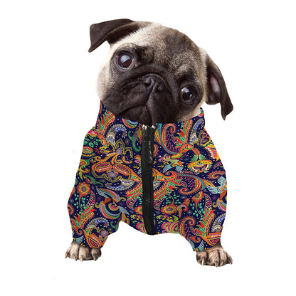 Colorful Indian Paisley Pattern Print Dog Zip Up Jacket