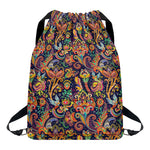 Colorful Indian Paisley Pattern Print Drawstring Backpack