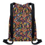 Colorful Indian Paisley Pattern Print Drawstring Backpack