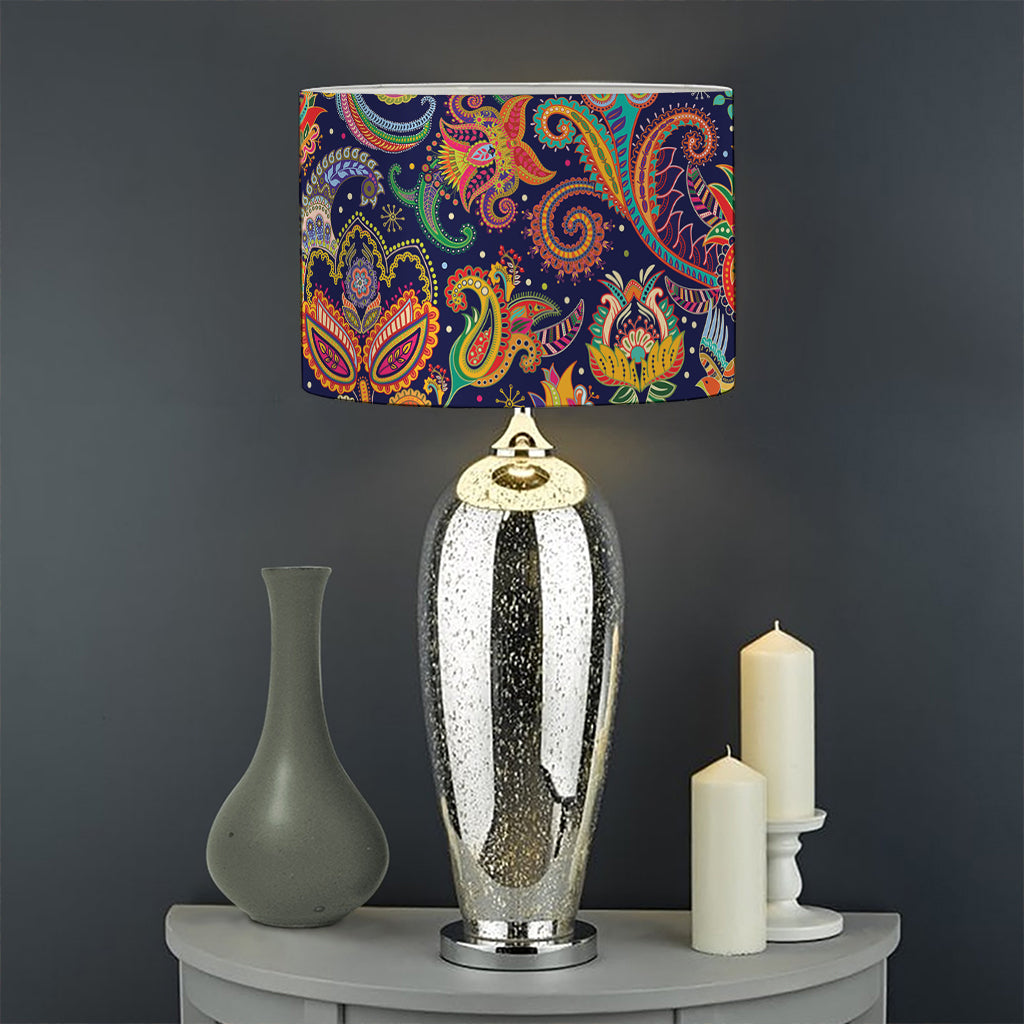 Colorful Indian Paisley Pattern Print Drum Lamp Shade