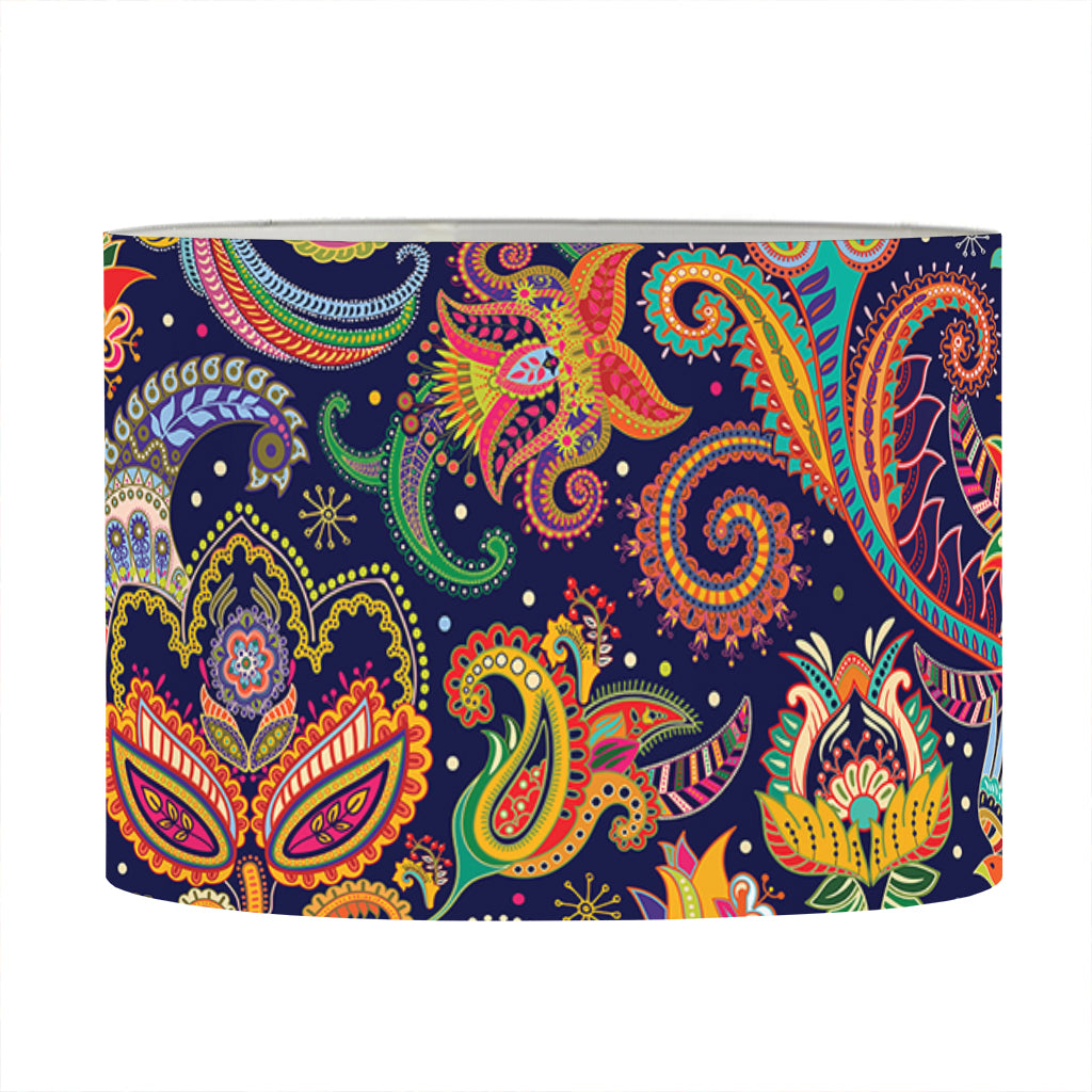 Colorful Indian Paisley Pattern Print Drum Lamp Shade