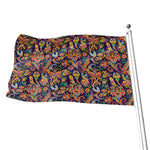 Colorful Indian Paisley Pattern Print Flag