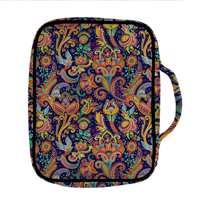 Colorful Indian Paisley Pattern Print Front Pocket Bible Bag