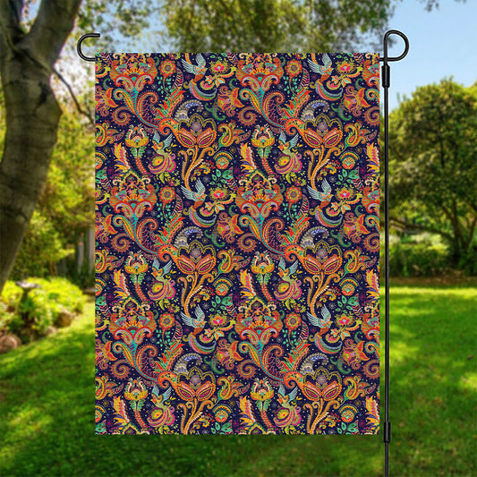 Colorful Indian Paisley Pattern Print Garden Flag