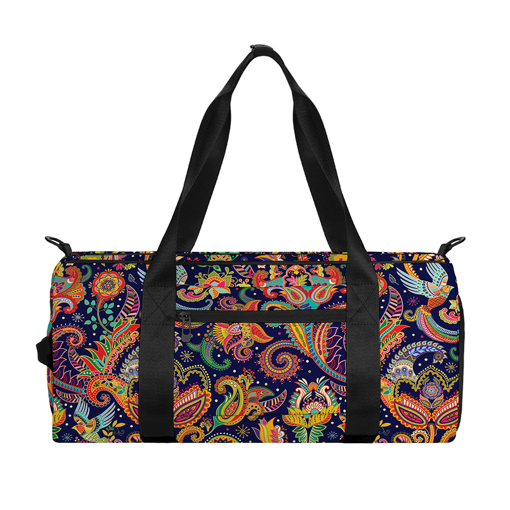 Colorful Indian Paisley Pattern Print Gym Bag
