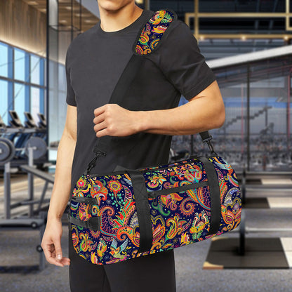 Colorful Indian Paisley Pattern Print Gym Bag